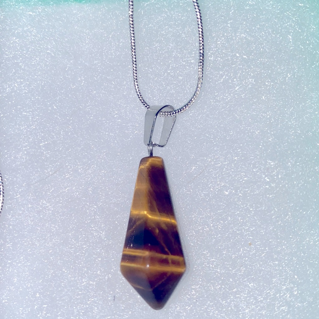 Boho Tiger Eye Sterling Silver Necklace 24 25$
